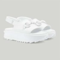 Gucci Women GG Horsebit Flatform Sandal White Rubber Plastic Horsebit Velcro Strap Closure (11)