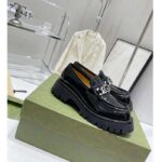 Gucci Women GG Interlocking G Lug Sole Loafer Black Leather Rubber Flat 1.5 CM Heel - Image 2