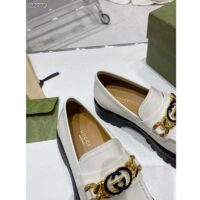 Gucci Women GG Interlocking G Lug Sole Loafer White Leather Rubber Flat 1.5 CM Heel (4)