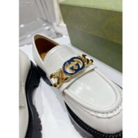 Gucci Women GG Interlocking G Lug Sole Loafer White Leather Rubber Flat 1.5 CM Heel (4)