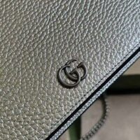 Gucci Women GG Marmont Mini Chain Bag Metallic Silver Leather Double G (8)