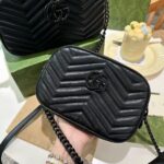 Gucci Women GG Marmont Mini Shoulder Bag Black Matelassé Chevron Leather - Image 8