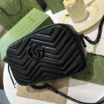 Gucci Women GG Marmont Mini Shoulder Bag Black Matelassé Chevron Leather - Image 4