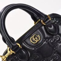 Gucci Women GG Matelassé Handbag Black GG Leather Double G Zip Closure (5)