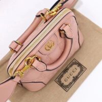 Gucci Women GG Matelassé Handbag Pink GG Leather Double G Zip Closure (7)