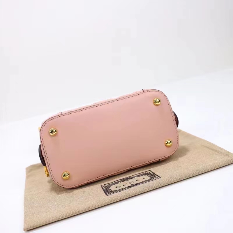 Gucci Women GG Matelassé Handbag Pink GG Leather Double G Zip Closure (11)