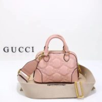 Gucci Women GG Matelassé Handbag Pink GG Leather Double G Zip Closure (7)