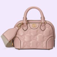 Gucci Women GG Matelassé Handbag Pink GG Leather Double G Zip Closure (7)