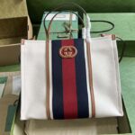 Gucci Women GG Medium Interlocking G Tote Bag White Cotton Canvas – Image 2