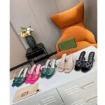 Gucci Women GG Mid Heel Slide Sandal Fuchsia GG Crystal Mesh 7.4 CM Heel – Image 10