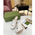 Gucci Women GG Platform Slide Sandal Off White Leather Spool High 11 Cm Heel - Image 5