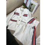 Gucci Men GG Technical Jersey Cardigan Web White V-Neck Dropped Shoulder Long Sleeves - Image 4