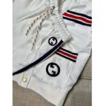 Gucci Men GG Technical Jersey Cardigan Web White V-Neck Dropped Shoulder Long Sleeves - Image 8