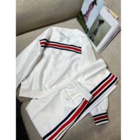 Gucci Women GG Technical Jersey Cardigan Web White V-Neck Dropped Shoulder Long Sleeves (8)