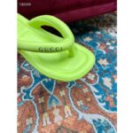 Gucci Women GG Thong Platform Slide Sandal Light Green Rubber Mid 5 CM Heel - Imagen 9