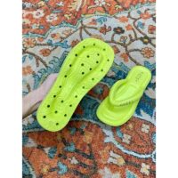 Gucci Women GG Thong Platform Slide Sandal Light Green Rubber Mid 5 CM Heel (7)