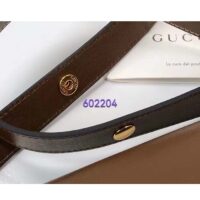 Gucci Women Horsebit 1955 Shoulder Bag Brown Textured Leather Vintage Effect Flap Closure (9)