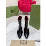 Gucci Women Interlocking G Ankle Boot Black Shiny Rubber Matte Point Toe Low-Heel - Image 5