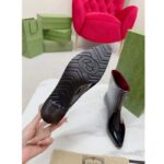 Gucci Women Interlocking G Ankle Boot Black Shiny Rubber Matte Point Toe Low-Heel - Image 10