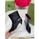Gucci Women Interlocking G Ankle Boot Black Shiny Rubber Matte Point Toe Low-Heel - Image 7