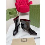 Gucci Women Interlocking G Ankle Boot Black Shiny Rubber Matte Point Toe Low-Heel - Image 3