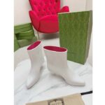 Gucci Women Interlocking G Ankle Boot White Shiny Rubber Matte Point Toe Low-Heel - Image 4