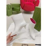 Gucci Women Interlocking G Ankle Boot White Shiny Rubber Matte Point Toe Low-Heel - Image 6