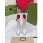 Gucci Women Interlocking G Ankle Boot White Shiny Rubber Matte Point Toe Low-Heel - Image 3