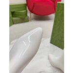 Gucci Women Interlocking G Ankle Boot White Shiny Rubber Matte Point Toe Low-Heel - Image 9