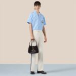 Gucci Men Jumbo GG Cotton Jacquard Bowling Shirt Light Blue Point Collar Short Sleeves – Image 11