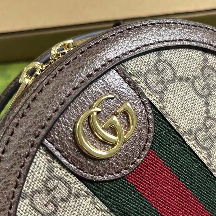 Gucci Women Ophidia Mini Chain Bag Beige Ebony GG Supreme Canvas Brown Leather Double G (6)