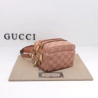 Gucci Women Ophidia Mini GG Shoulder Bag Pink GG Canvas Leather Double G (2)