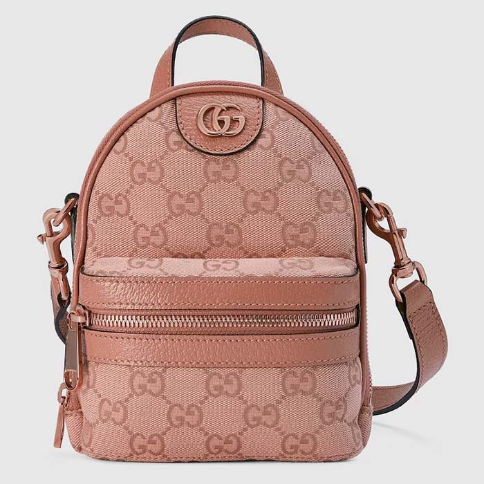 Gucci Women Ophidia Mini GG Shoulder Bag Pink GG Canvas Leather Double G