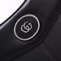 Gucci Women Petite GG Medium Tote Bag Black Leather Double G Zip Closure (1)