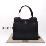 Gucci Women Petite GG Medium Tote Bag Black Leather Double G Zip Closure - Image 2