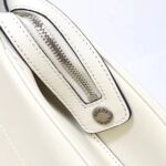 Gucci Women Petite GG Medium Tote Bag White Leather Double G Zip Closure - Imagen 9