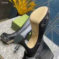 Gucci Women Platform Boot GG Studs Black Leather Spool High 11.4 CM Heel (11)