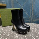 Gucci Women Platform GG Studs Black Leather Spool High 11.4 CM Heel - immagine 3
