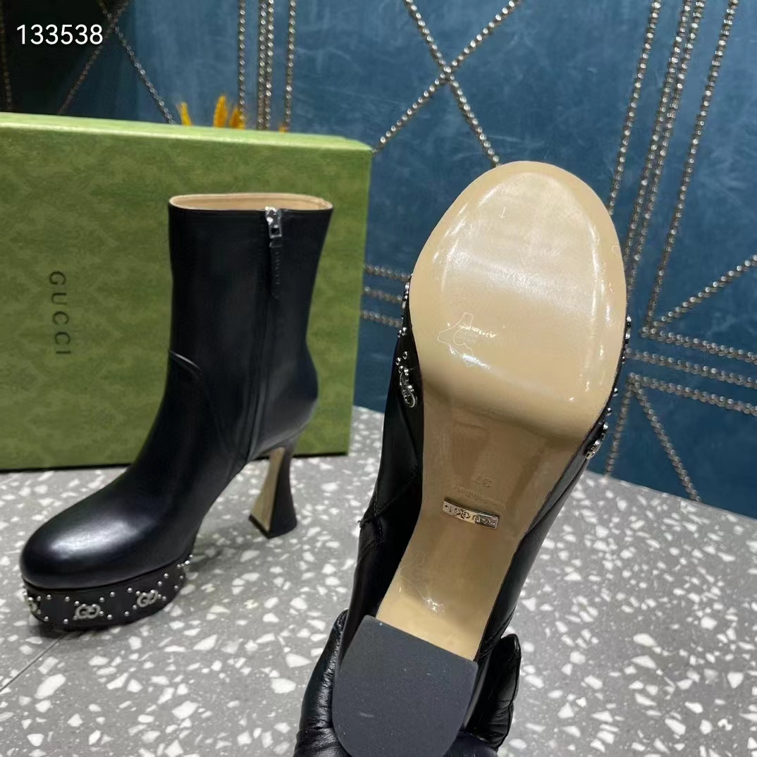 Gucci Women Platform GG Studs Black Leather Spool High 11.4 CM Heel‘ (3)