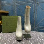 Gucci Women Platform GG Studs White Leather Spool High 11.4 CM Heel - Imagen 7