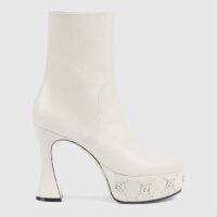 Gucci Women Platform GG Studs White Leather Spool High 11.4 CM Heel (3)