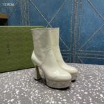 Gucci Women Platform GG Studs White Leather Spool High 11.4 CM Heel - Imagen 3