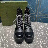 Gucci Women’s Matelassé Lace-Up Boot Black GG Matelassé Leather Low-Heel (7)