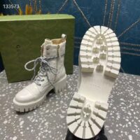 Gucci Women’s Matelassé Lace-Up Boot Off White GG Matelassé Leather Low-Heel (6)