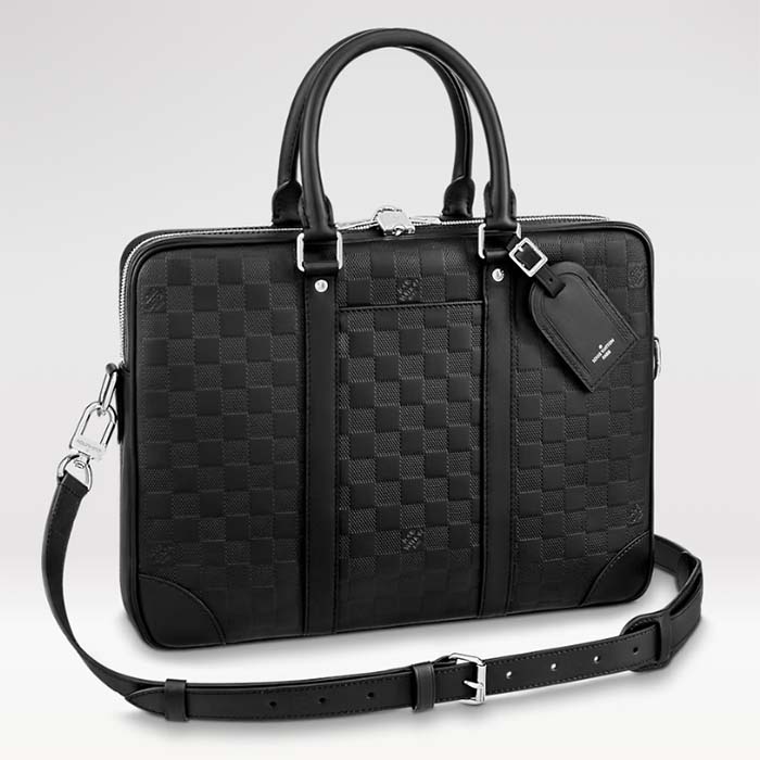 Louis Vuitton LV Uniisex Porte-Documents Voyage PM Black Damier Infini Cowhide Leather