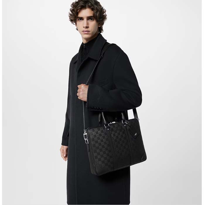 Louis Vuitton LV Uniisex Porte-Documents Voyage PM Black Damier Infini Cowhide Leather (4)