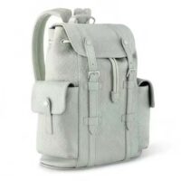 Louis Vuitton LV Unisex Christopher MM Backpack Mineral Gray Embossed Taurillon Monogram Cowhide Leather (10)