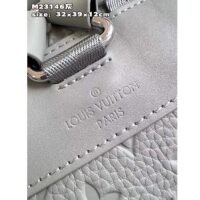 Louis Vuitton LV Unisex Christopher MM Backpack Mineral Gray Embossed Taurillon Monogram Cowhide Leather (10)