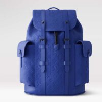 Louis Vuitton LV Unisex Christopher MM Backpack Racing Blue Embossed Taurillon Monogram Cowhide Leather (8)