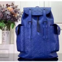 Louis Vuitton LV Unisex Christopher MM Backpack Racing Blue Embossed Taurillon Monogram Cowhide Leather (8)